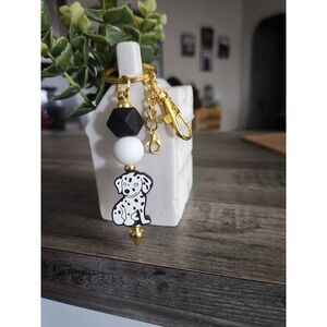 Dalmatian Silicone Beaded Keychain